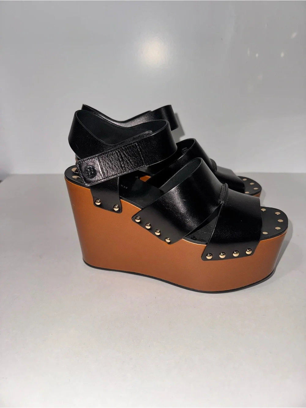 Tory Burch  Studded Leather Platform Wedge Sandals